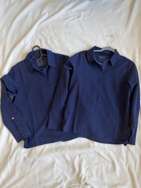 Figs  Long Sleeve Polo Top - Navy Blue